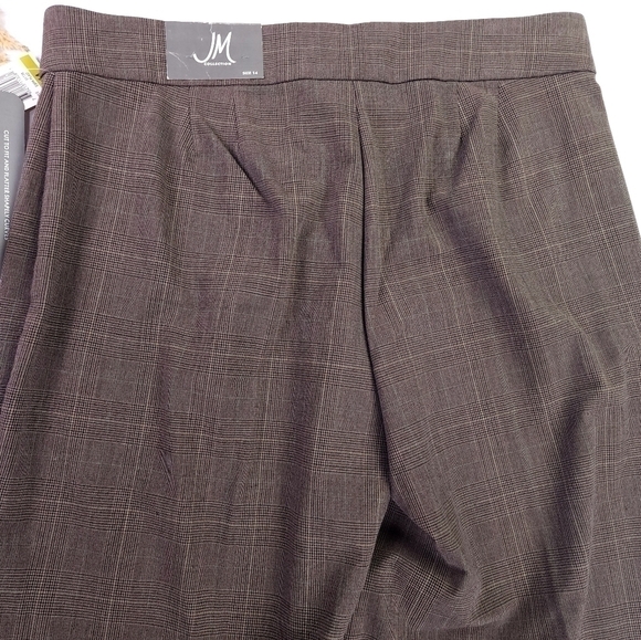 New JM Collection Brown Plaid Wide Leg Business Slacks Sz 14 - Picture 9 of 10